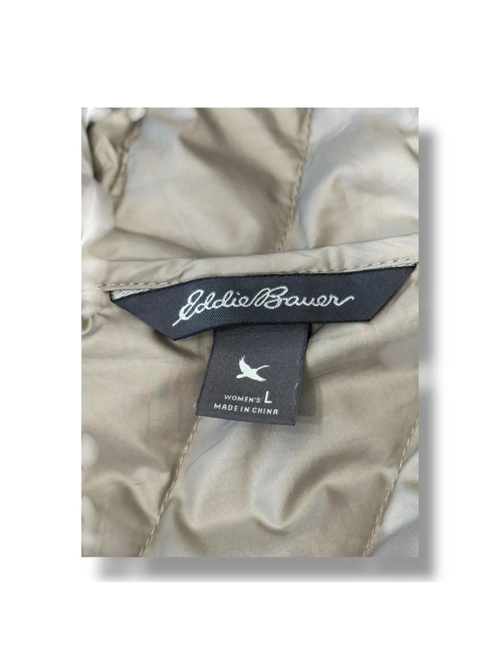 Eddie Bauer Champagne 80% Down Puffer Coat Preppy Quilted Winter Women’s Sz L